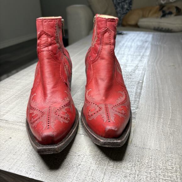 Corral Womens Ankle Cowboy Boots Western Snip Toe Leather Red Size 7.5 - Picture 3 of 9